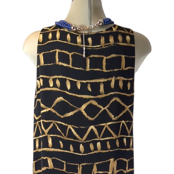 Jones New York Black and Brown Printed Pull up Maxi Dress Size 8 - Picture 4 of 16